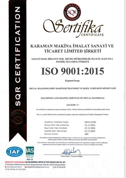 ISO 9001:2015 Sertifika
